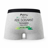Caleçon Merci Aide Soignant Inoubliable - Humour Boxer Gris Idée Cadeau