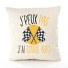 Housse de Coussin Premium Course Auto Version Blanc - Coton Canvas Fairtrade Beige Idée Cadeau Décoration Canapé