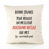 Housse de Coussin Premium Assistant Social ça n'existe Pas Homme - Coton Canvas Fairtrade Beige Idée Cadeau Décoration Canapé