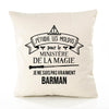 Housse de Coussin Premium Barman Ministère Magie Homme - Coton Canvas Fairtrade Beige Idée Cadeau Décoration Canapé