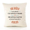 Housse de Coussin Premium Une Naïma Aussi géniale - Coton Canvas Fairtrade Beige Idée Cadeau Décoration Canapé