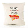 Housse de Coussin Premium Merci Papou Génial - Coton Canvas Fairtrade Beige Idée Cadeau Décoration Canapé