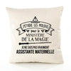 Housse de Coussin Premium Assistante Maternelle Grand cru - Coton Canvas Fairtrade Beige Idée Cadeau Décoration Canapé