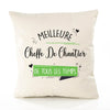 Housse de Coussin Premium Cheffe De Chantier Meilleure Temps Femme - Coton Canvas Fairtrade Beige Idée Cadeau Décoration Canapé