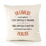 Housse de Coussin Premium Un Cavalier Aussi génial - Coton Canvas Fairtrade Beige Idée Cadeau Décoration Canapé