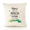 Housse de Coussin Premium Merci Médecin Inoubliable Femme - Coton Canvas Fairtrade Beige Idée Cadeau Décoration Canapé