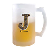 Verre à Bière Johnny Lettre Viking | Chope de Bière Pinte | Idée Cadeau Prénom Motard Jeux de Rôle Vidéo Anniversaire Papa Collègue Départ Retraite Noël