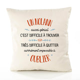 Housse de Coussin Premium Un Nolann Aussi génial - Coton Canvas Fairtrade Beige Idée Cadeau Décoration Canapé