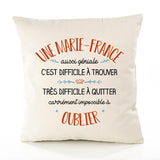 Housse de Coussin Premium Une Marie-France Aussi géniale - Coton Canvas Fairtrade Beige Idée Cadeau Décoration Canapé