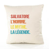 Housse de Coussin Premium Salvatore Mythe Légende Vintage - Coton Canvas Fairtrade Beige Idée Cadeau Décoration Canapé