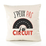 Housse de Coussin Premium Circuit Version Blanc - Coton Canvas Fairtrade Beige Idée Cadeau Décoration Canapé