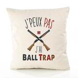 Housse de Coussin Premium Ball Trap Version Blanc - Coton Canvas Fairtrade Beige Idée Cadeau Décoration Canapé