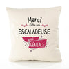 Housse de Coussin Premium Merci Escaladeuse Géniale - Coton Canvas Fairtrade Beige Idée Cadeau Décoration Canapé