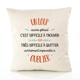 Housse de Coussin Premium Un Loup Aussi génial - Coton Canvas Fairtrade Beige Idée Cadeau Décoration Canapé
