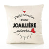 Housse de Coussin Premium Joailliere d'amour - Coton Canvas Fairtrade Beige Idée Cadeau Décoration Canapé 40x40
