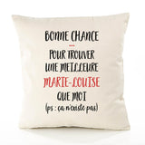 Housse de Coussin Premium Marie-Louise ça n'existe Pas - Coton Canvas Fairtrade Beige Idée Cadeau Décoration Canapé
