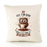 Housse de Coussin Premium Joy Chouette Grain - Coton Canvas Fairtrade Beige Idée Cadeau Décoration Canapé 40x40
