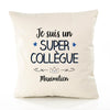 Housse de Coussin Premium Maximilien Un Super Collègue - Coton Canvas Fairtrade Beige Idée Cadeau Décoration Canapé