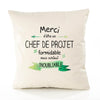 Housse de Coussin Premium Merci Chef de Projet Inoubliable - Coton Canvas Fairtrade Beige Idée Cadeau Décoration Canapé