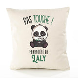 Housse de Coussin Premium Laly Pas Touche Panda - Coton Canvas Fairtrade Beige Idée Cadeau Décoration Canapé 40x40