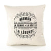 Housse de Coussin Premium Maman La Déesse Légende Déesse légende Noire - Coton Canvas Fairtrade Beige Idée Cadeau Décoration Canapé