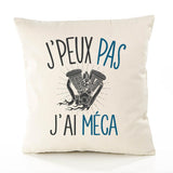 Housse de Coussin Premium méca mécanique Version Blanc - Coton Canvas Fairtrade Beige Idée Cadeau Décoration Canapé