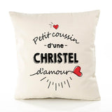 Housse de Coussin Premium Christel d'amour - Coton Canvas Fairtrade Beige Idée Cadeau Décoration Canapé 40x40