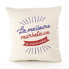 Housse de Coussin Premium marketeuse Meilleure Monde - Coton Canvas Fairtrade Beige Idée Cadeau Décoration Canapé