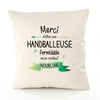 Housse de Coussin Premium Merci Handballeuse Inoubliable Femme - Coton Canvas Fairtrade Beige Idée Cadeau Décoration Canapé