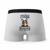 Caleçon Jean-Pascal Panda Grain - Humour Boxer Gris Idée Cadeau