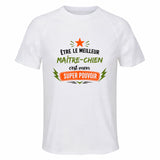 Maillot de Sport Homme Meilleur Maitre-Chien Super Pouvoir Cadeau Anniversaire Noël Fête des Pères T-Shirt Respirant Polyester