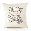 Housse de Coussin Premium Scrabble Version Blanc - Coton Canvas Fairtrade Beige Idée Cadeau Décoration Canapé