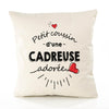 Housse de Coussin Premium Cadreuse d'amour - Coton Canvas Fairtrade Beige Idée Cadeau Décoration Canapé 40x40