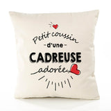Housse de Coussin Premium Cadreuse d'amour - Coton Canvas Fairtrade Beige Idée Cadeau Décoration Canapé 40x40