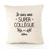 Housse de Coussin Premium Zohra Une Super Collègue - Coton Canvas Fairtrade Beige Idée Cadeau Décoration Canapé