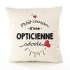 Housse de Coussin Premium Opticienne d'amour - Coton Canvas Fairtrade Beige Idée Cadeau Décoration Canapé 40x40
