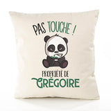 Housse de Coussin Premium Gregoire Pas Touche Panda - Coton Canvas Fairtrade Beige Idée Cadeau Décoration Canapé 40x40