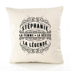 Housse de Coussin Premium STÉPHANIE Déesse légende Noire - Coton Canvas Fairtrade Beige Idée Cadeau Décoration Canapé