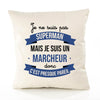Housse de Coussin Premium Je ne suis Pas superhomme mais Je suis Marcheur Donc C'est Presque pareil - Coton Canvas Fairtrade Beige Idée Cadeau Décoration Canapé 40x40
