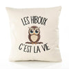 Housse de Coussin Premium Hibou - Coton Canvas Fairtrade Beige Idée Cadeau Décoration Canapé 40x40