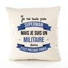 Housse de Coussin Premium Je ne suis Pas superhomme mais Je suis Militaire Donc C'est Presque pareil - Coton Canvas Fairtrade Beige Idée Cadeau Décoration Canapé 40x40