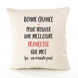 Housse de Coussin Premium Françoise ça n'existe Pas - Coton Canvas Fairtrade Beige Idée Cadeau Décoration Canapé