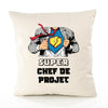 Housse de Coussin Premium Super Chef DE Projet - Coton Canvas Fairtrade Beige Idée Cadeau Décoration Canapé
