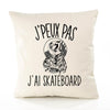 Housse de Coussin Premium Skateboard Version Blanc - Coton Canvas Fairtrade Beige Idée Cadeau Décoration Canapé
