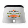 Caleçon Gris Meilleur Pierre-Louis Super Pouvoir Cadeau Homme Boxer Humour Papa