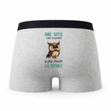 Caleçon Anne-Sophie la Plus Chouette - Humour Boxer Gris Idée Cadeau