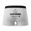 Caleçon Couturiere d'amour - Humour Boxer Gris Idée Cadeau