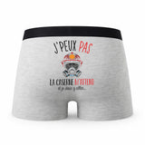 Caleçon Caserne Pompier - Humour Boxer Gris Idée Cadeau Passion
