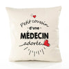 Housse de Coussin Premium Medecin d'amour - Coton Canvas Fairtrade Beige Idée Cadeau Décoration Canapé 40x40