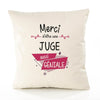 Housse de Coussin Premium Merci Juge Géniale - Coton Canvas Fairtrade Beige Idée Cadeau Décoration Canapé